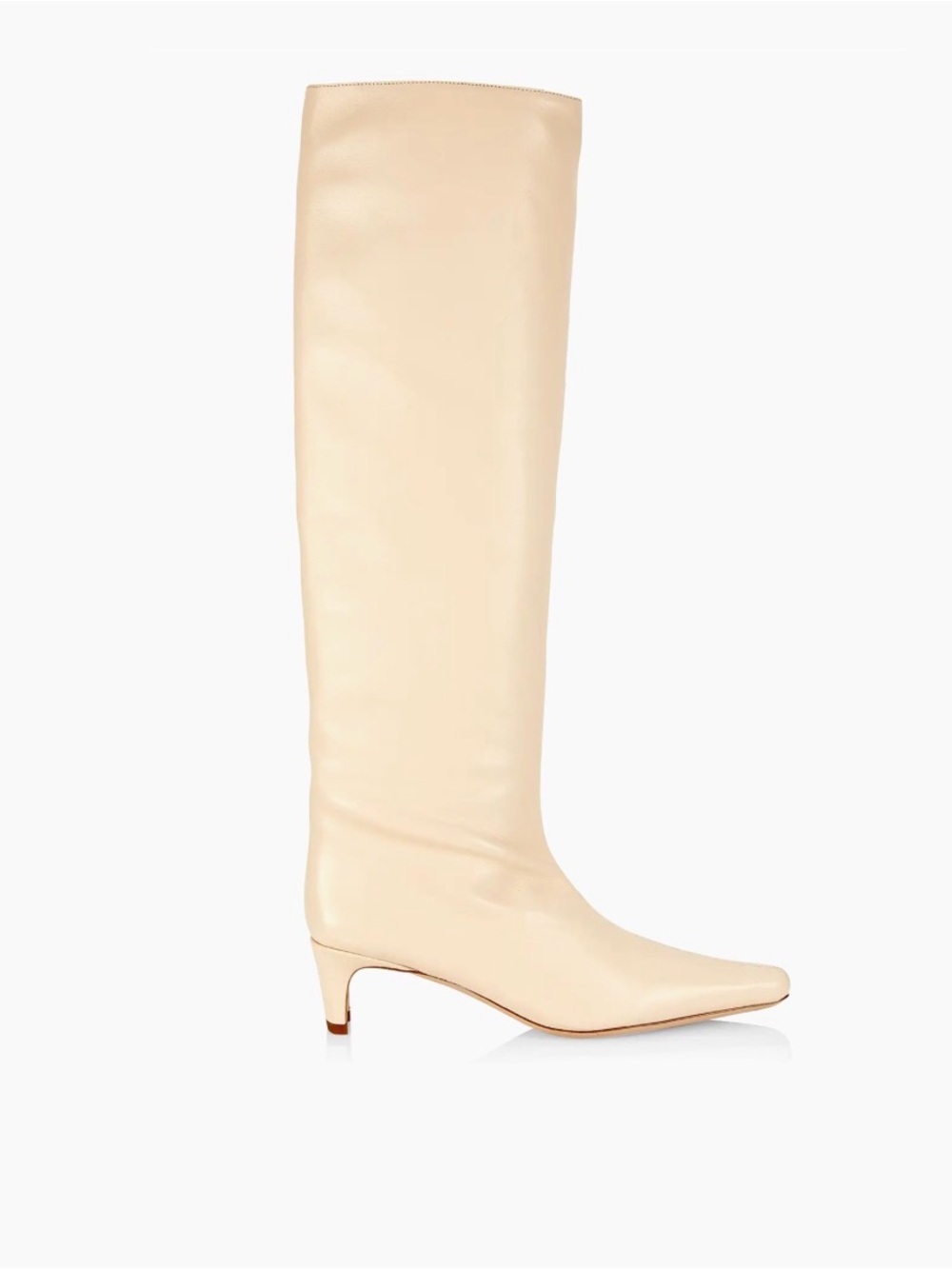 Staud Wally Leather Knee-High Boots - Cream Size 41